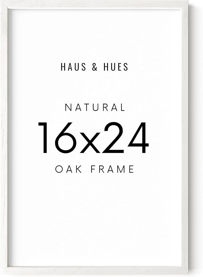 HAUS AND HUES 16x24 Frame - Set of 1 16 x 24 Poster Frame, 16x24 Picture Frame Light Wood, 16x24 Picture Frame, 16x24 Frame Wood, 16 by 24 Inch Picture Frame, 16x24 Photo Frame (White Oak Frame)