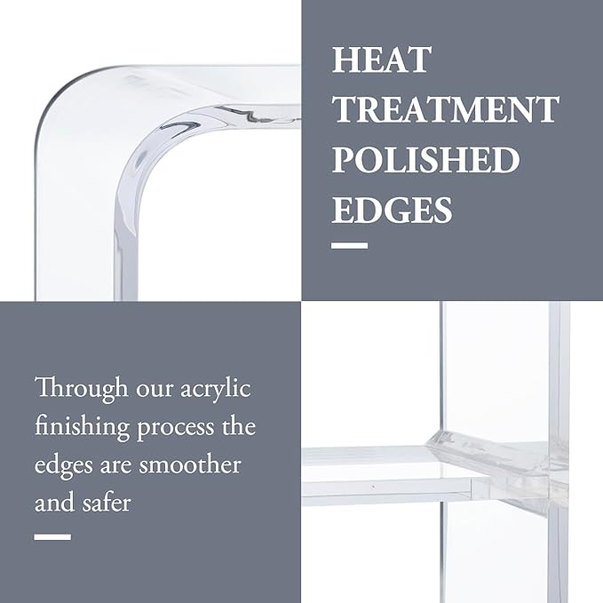 MyGift Premium 15mm Clear Acrylic Entryway Console Table with Bottom Display Shelf, 2 Tier Living Room Sofa Back Storage Shelves Modern Luxury Home Decor