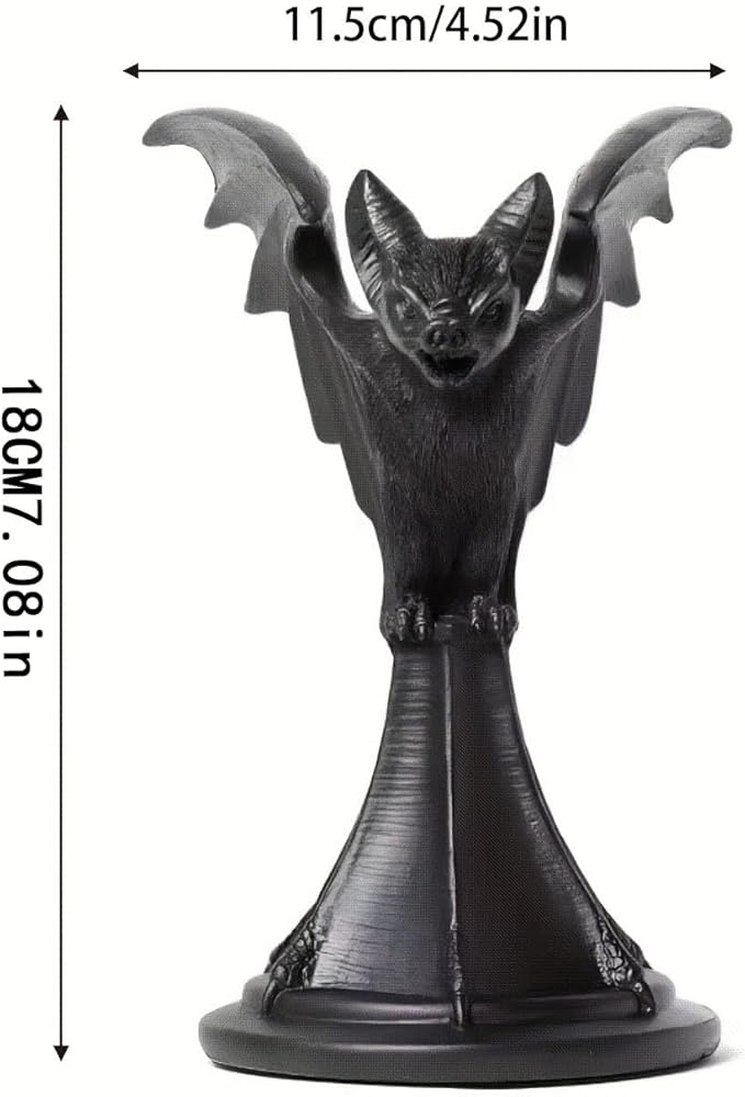 Gothic Candle Holder Raven Decor Owl Candle Sticks Holder Decor Mystical Dark Accents for Home & Parties (Bat)
