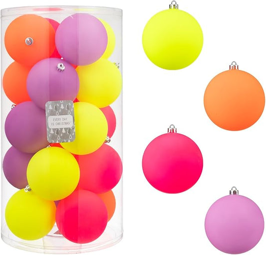Every Day is Christmas 20ct Christmas Ornaments, Shatterproof Christmas Tree Ornaments Set, 92cm/3.6" Christmas Balls Decoration