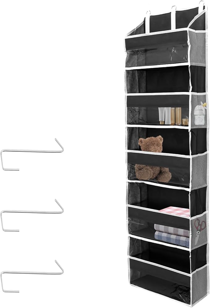Over the Door Organizer with 5 Large Pockets and 10 Side Mesh Pockets Visible Closet Hanging Organizer Large Capacity Behind Door Storage Organizer for Home Office Bathroom Bedroom