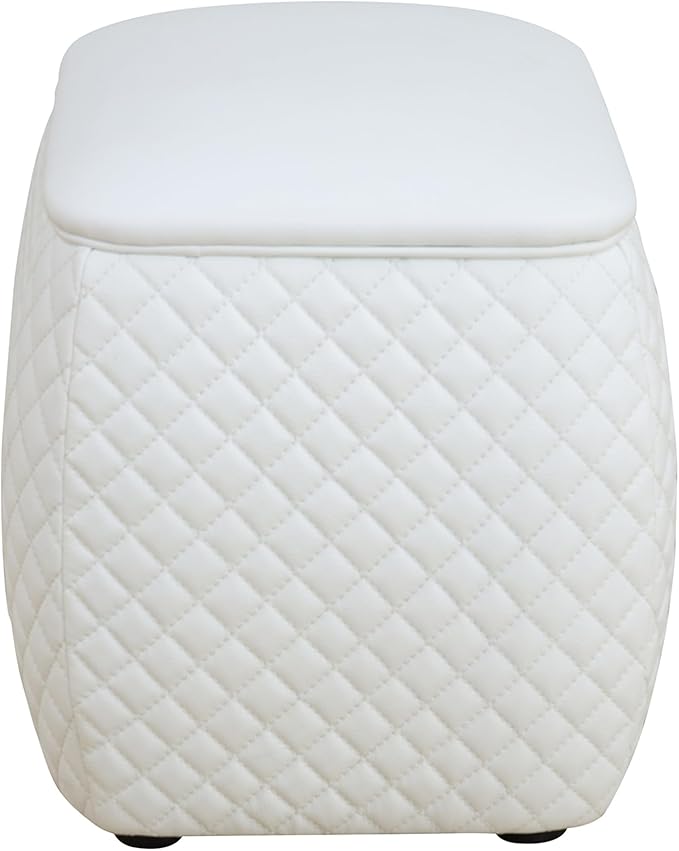 Ottoman Rectangular Storage Ottoman Bench, Faux Leather Footrest, Stool Footstool for Living Room, Bedroom, Entryway, White, 19.5"x15.5"x18"