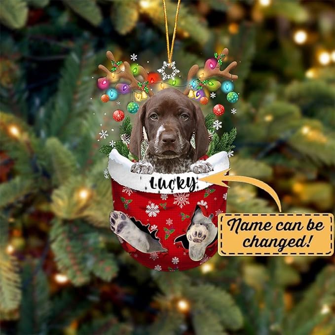 German Shorthaired Pointer Dog Christmas Ornament, German Shorthaired Pointer in Snow Pocket Christmas Tree Ornament, Dog Lovers Gift Idea Xmas Decor, Christmas Ornament Gift for Dog Lovers