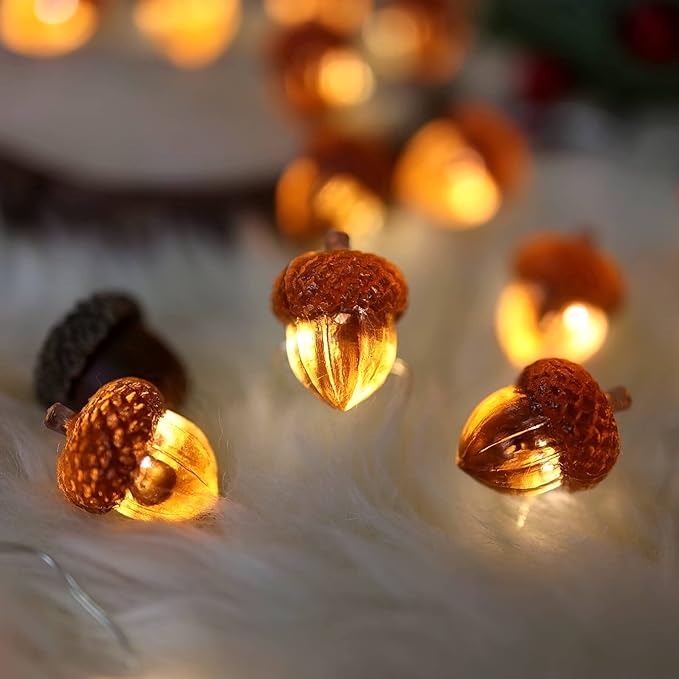 Decorative Fairy Acorn String Lights Thanksgiving Decoration Autumn Garland Cute Novelty Lights 30 LEDs 10 ft Battery Operated for Bedroom Wedding Birthday Harvest Decor