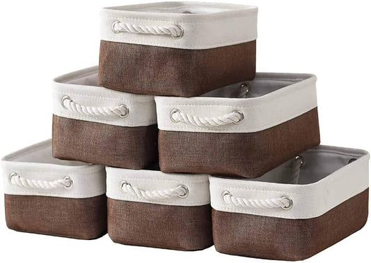Small Storage Baskets for Shelves,Fabric Storage Baskets for Closet,Rectangular Collapsible Baskets for organizing Clothes,Books,Gifts