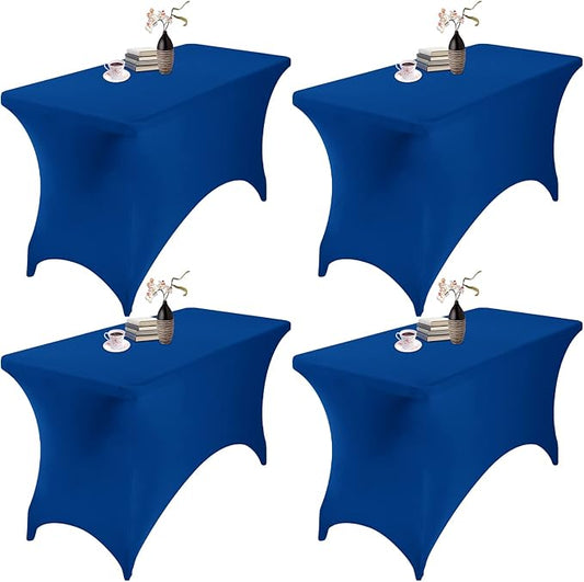 4Pack Spandex Waterproof Table Covers 4ft，Spandex 4ft Waterproof Table Cover for Party,Wedding, Banquet, and Events(Classicbule)