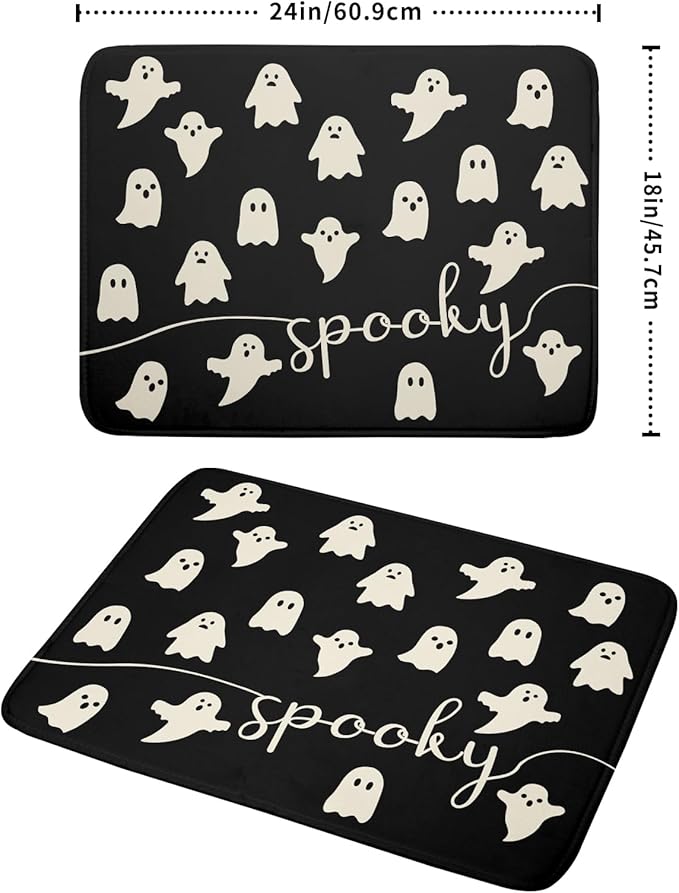 Halloween Dish Drying Mat for Kitchen Counter Spooky Ghost Holiday Super Absorbent Reversible Microfiber Kitchen Countertop Protector Dishes Pad Large 18x24 inch