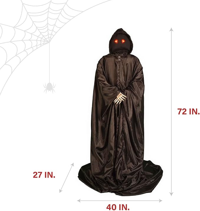 Haunted Hill Farm Motion-Activated Lurching Demon Reaper by Tekky, Lunging Scare Prop Halloween Animatronic for Indoor or Covered Outdoor Creepy Halloween Decorations, Plug-in or Battery Operated