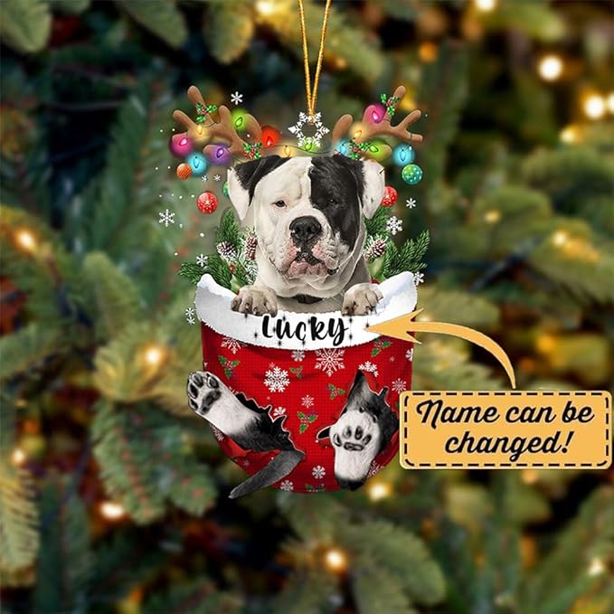 American Bulldog Christmas Tree Ornament - Dog Lovers Gift Idea, Xmas Decor for Tree