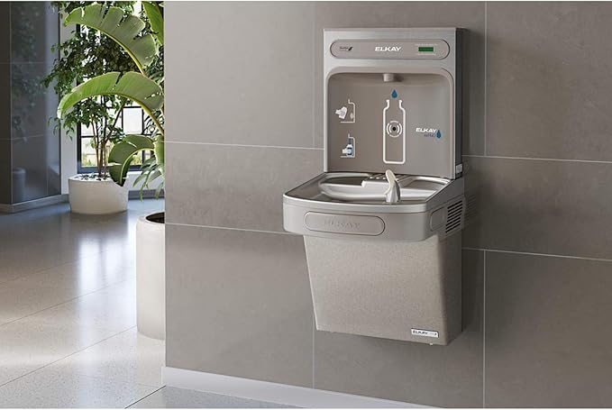 Elkay EZSG8WSK EZH20 18-3/8" Wall Mounted Single Station Hands Free Bottle Filler Combo with Cooler - Light Gray Granite