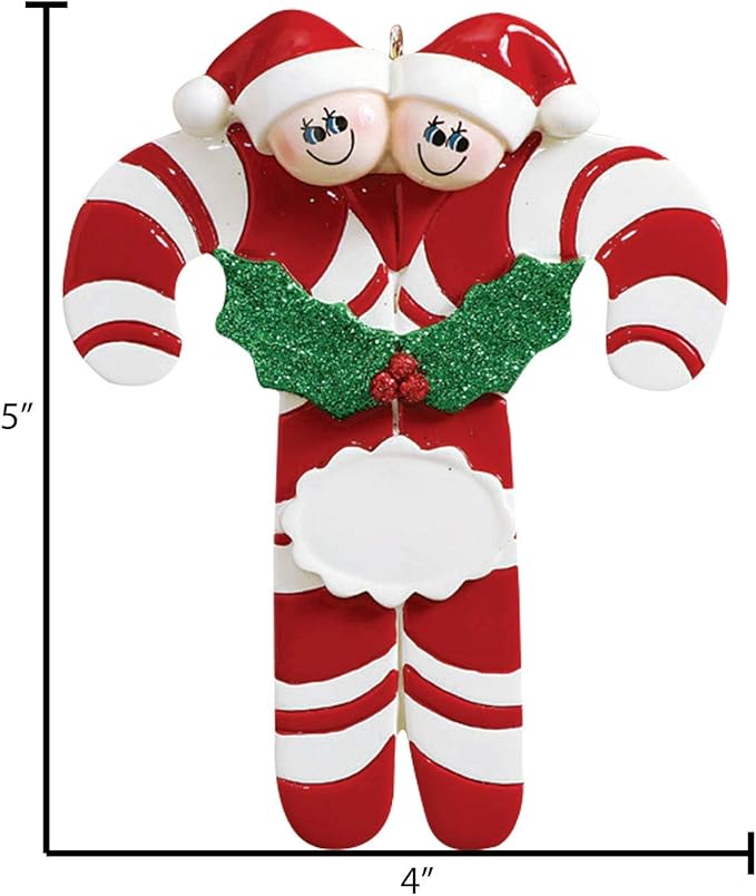 3D Personalized Our First Christmas Ornament 2025 | Custom Candy Cane Couple Ornaments Holiday Couples Ornament 2025 Family of 2 Unique for a Couple Ornaments Couples Unique Gifts