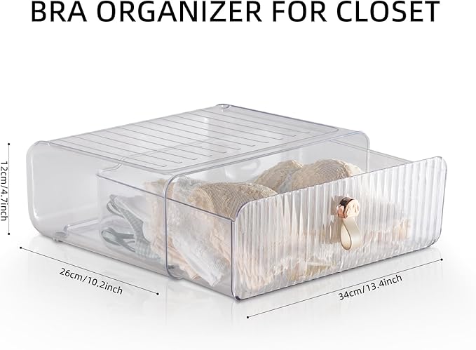 Underwear Drawer Organizer, Stackable Bra Organizer for Closet, 1 Cell Bra Storage, Sock and Underwear Organizer, Closet Organizers and Storage Drawer for Bra, Socks, Tie, Belt, Scarf