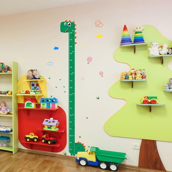 Dinosaur Self-adheve Vinyl Nursery Wall Decal Baby Growth Chart Sticker for Bedroom Play Room