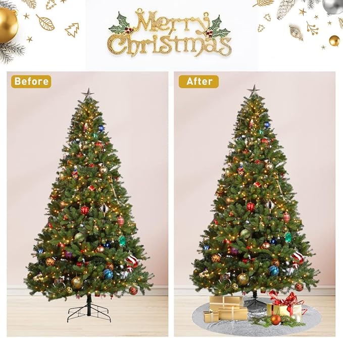 Eternal Beauty Christmas Tree Skirt, 24 Inch Silver Sequin Tree Skirt Small Xmas Tree Skirt for Christmas Tree Decorations