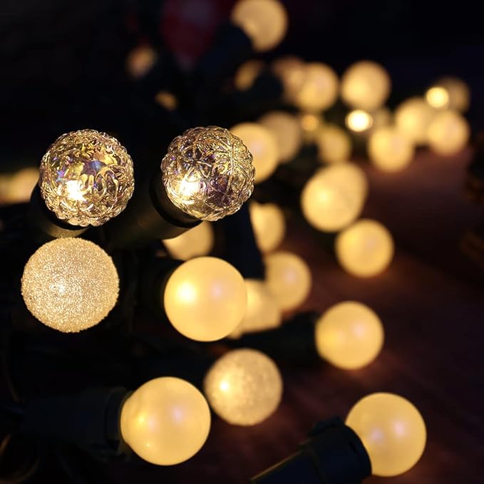 Christmas Lights Warm White 70 LED G15 Glass Blubs Globe String Light Plug in ETL Certified Outdoor Indoor String Light for Holiday Party Christmas Tree Patio Party Garden Yard Gazebo Wedding Decor