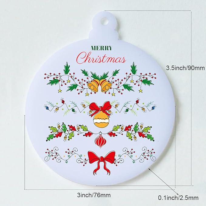 20Pcs 3 Inch Blank Acrylic Christmas Ornaments 2024 White Unfinished Round Acrylic Christmas Ornaments for DIY Craft Hanging Ornaments for Christmas Tree Decoration Xmas Party Decorations