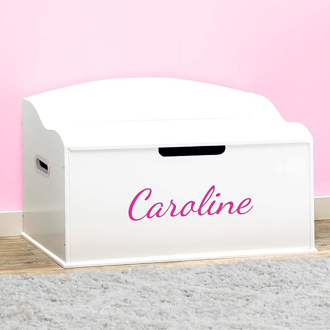 DIBSIES Personalized Creative Wonders Toy Box, Signature Series for Girls, 30 x 19.25 x 18 inches, Soft-Close Lid (White)