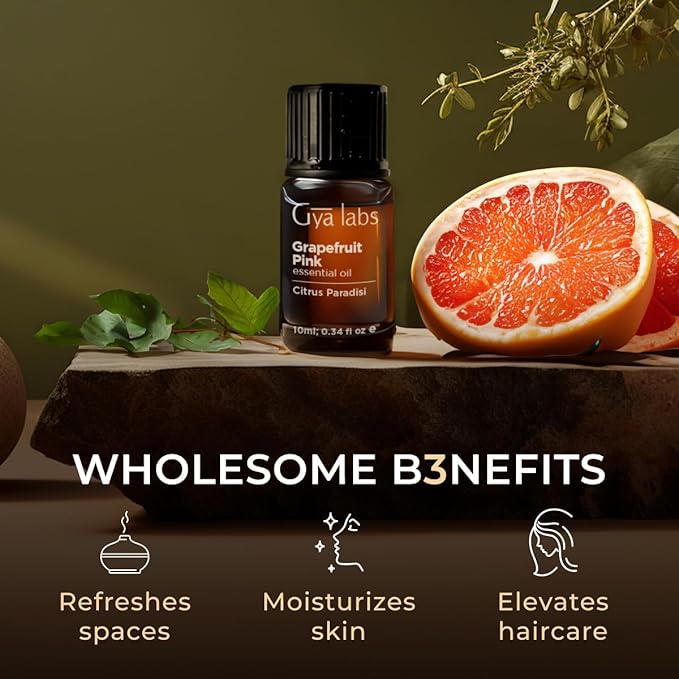 Gya Labs Grapefruit Essential Oil for Skin & Diffuser - 0.34 Fl Oz - 100% Pure Natural Grapefruit Oil for Hair, Aromatherapy DIY & Candle Making Scent