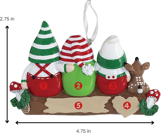 2025 Family Christmas Ornament – Personalized Ornament for Families – Custom Gnome Family Ornament – Holiday Tree Decoration Keepsake Gift (Family 3)