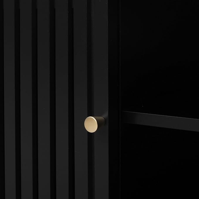 Mid Century Modern TV Stand for Televisions up to 70 Inches, with Sliding Doors and Storage, Television Stands, TV Consoles, Media Consoles for Living Room, 63 Inch (Black)