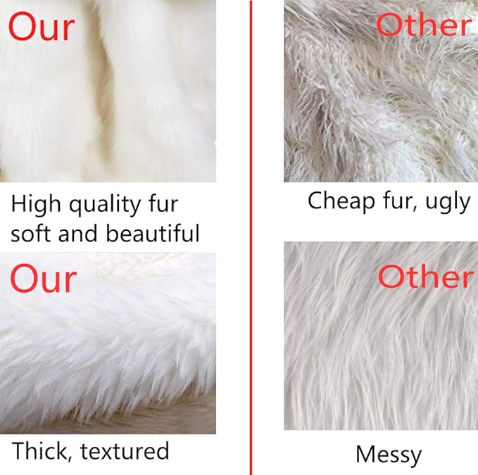 AOGU 60 Inch Faux Fur Christmas Tree Skirt White Plush Skirt for Merry Christmas Party Christmas Tree Decoration