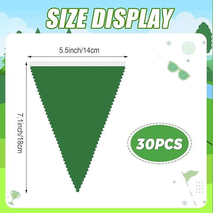 MARFOREVER 28 FT Spring Yellow Green White Pennant Banner Flags, 30 Pcs Fabric Triangle Flag Bunting Garland Banner for Baby Shower Nursery Garden Wedding Engagement Golf Theme Party Decorations