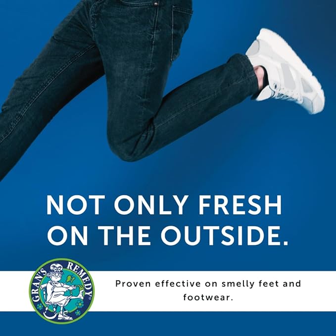 Gran's Remedy Shoe Deodorizer and Foot Powder for Smelly Feet - Effective Shoe Odor Eliminator in Travel Size - Absorbs Sweat and Moisture for Shoes and Feet - Unscented