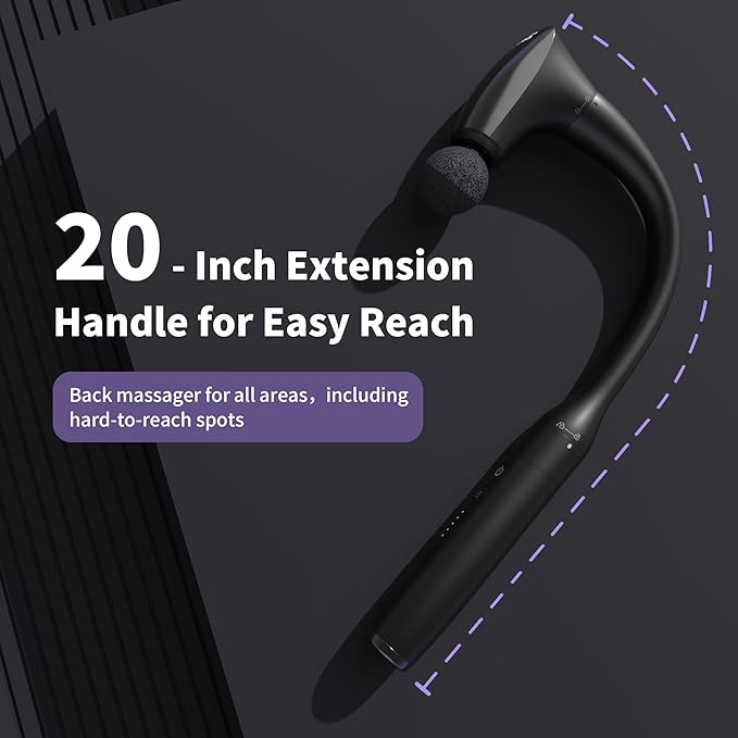 2-in-1 Detachable Muscle Massage Gun Deep Tissue with 20'' Extension Handle, Back and Neck Massager for Pain Relief, Handheld Massager for Shoulder Lower Back Leg Waist, FSA-HSA Eligible