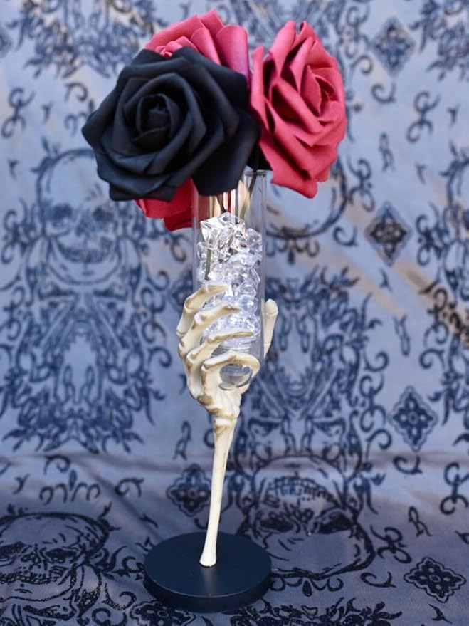 Fun Express Set of 12 Pieces Skeleton Hand Flute Glasses, Holds 2 oz, BPA Free Plastic, Halloween Party Decorations