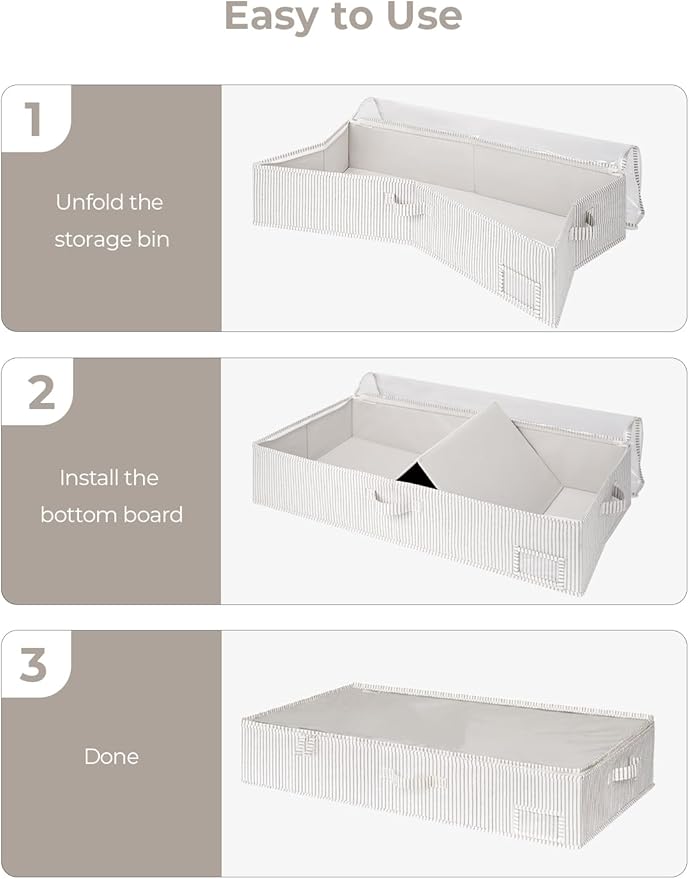 StorageWorks Extra Large Under Bed Storage Containers with Handles and Label Holder, 2 Pack Ultra-thick Fabric Underbed Bins, Closet Organizer for Clothes, Blankets, Sweater