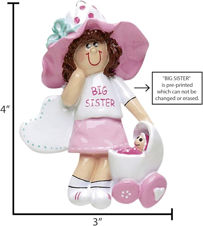 3D Toddler Ornaments for Christmas Tree 2025 - Big Sister Stroller Ornament for Kids Cozy Pajama Ornament for Girl Personalized Christmas Ornaments for Kids Gifts for Girls Toddler Girl Decorations