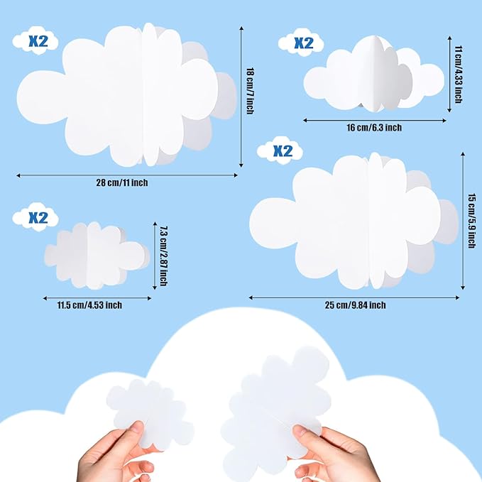 8 Pcs Hanging Clouds for Ceiling - Artificial Cloud Props for Art, Wedding, Bridal Shower, Bedroom