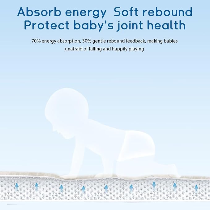 Baby Play Mat for Floor Tummy Time Mat Nursery Rug Muscle Mat Area Rug Playroom Rug Tatami Mat 6'7"x5'11" Memory Foam 1.3" Thick Crawling Mat For Babies,Toddlers, Infants, Kids,Floor Mat(Beige)