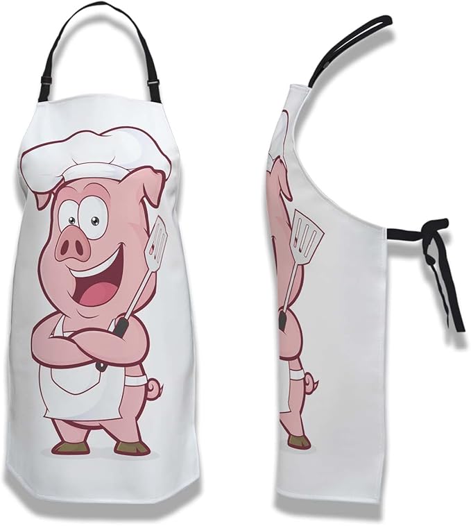 Kitchen Apron for Men Pig Chef Women Aprons for Cooking Restaurant BBQ Painting Crafting Gardening 27” (W) x 31” (H), Waterproof Apron