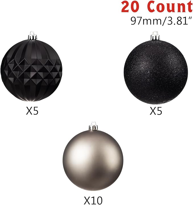 Every Day is Christmas 20ct Shatterproof Plastic Christmas Ornaments, 3.6" Round Balls, Multicolored, Christmas