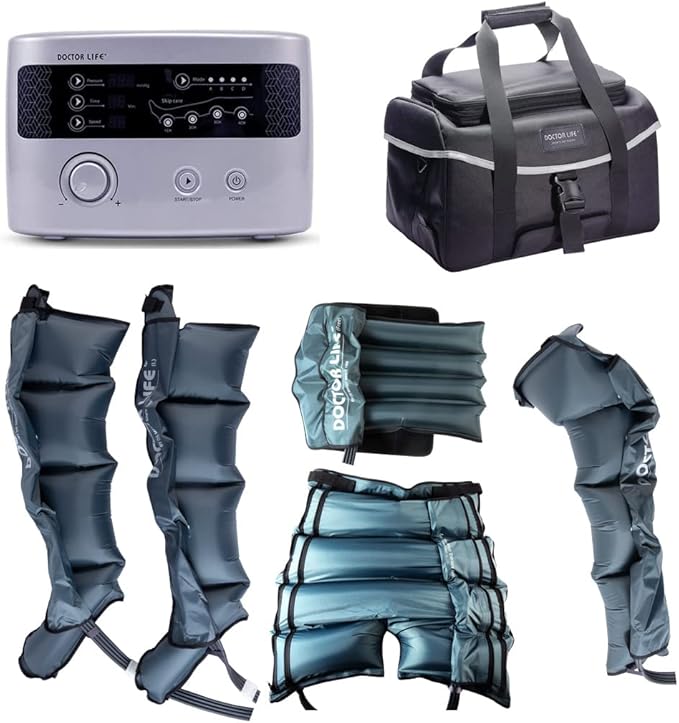DOCTOR LIFE LX9max Full Body (B) - Sequential Air Compression Recovery System : Device + Legs (XL) + Arm + Waist + Centerbody + Bag (FSA-HSA Approved)