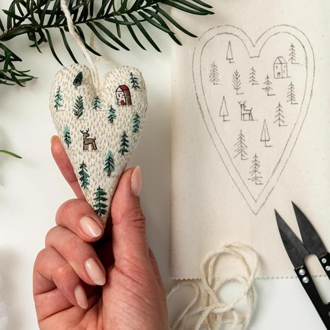 2026 Christmas Embroidery Kit for Beginners - Complete DIY Hand Embroidery Ornament Set with Easy Instructions, Create Festive Tree Hanging Decorations