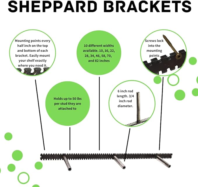 Floating Shelf Brackets - Sheppard Brackets - Easy Install - Heavy Duty (70 inch)