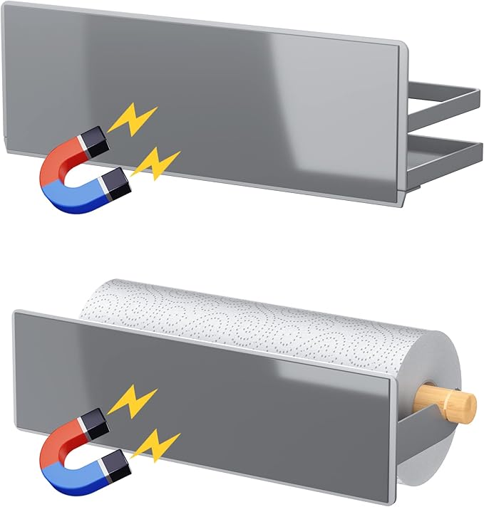 Magnetic Spice Rack for Refrigerator Moveable Magnetic Shelf Organizer Kitchen Seasoning Jars Storage Rack Fridge Magnet Organizer,Grey,4 Packs