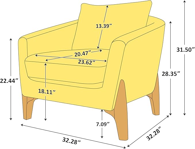 Accent Chair 31" Oversized Reading Chair Comfy Upholstered Boucle Lounge Armchair, Modern Living Room Chair with Back Pillow,Single Sofa Chair for Bedroom, Office (Curry)