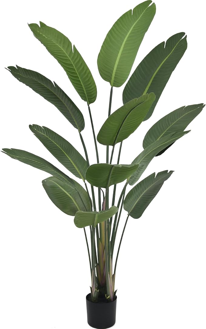 6FT Artificial Bird of Paradise Plant (72in) Tall Faux Tree with Realistic 13 Leaves, Fake Tropical Floor Potted Artificial Plants for Home Office Living Room Indoor Decor (6feet,1Pack)