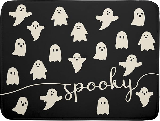 Halloween Dish Drying Mat for Kitchen Counter Spooky Ghost Holiday Super Absorbent Reversible Microfiber Kitchen Countertop Protector Dishes Pad Large 18x24 inch