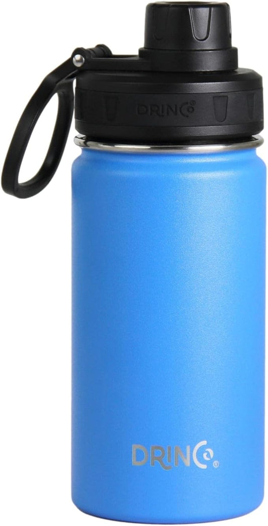 DRINCO Stainless Steel Water Bottle Spout Lid Vacuum Insulated Double Wall Water Bottle Wide Mouth (40oz 32oz 22oz 18oz 14oz) Leak Proof Keeps Cold or Hot (14 oz, 14oz Royal Blue)