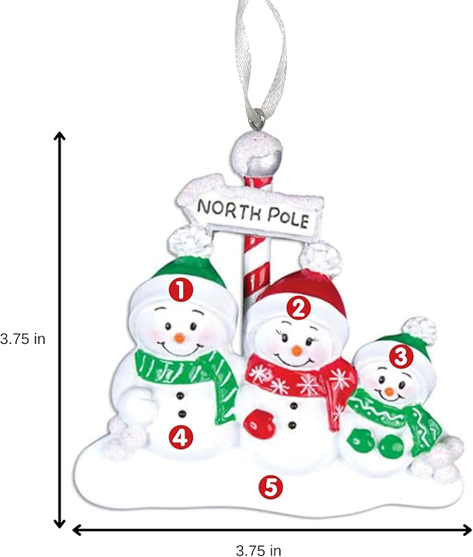 2025 Family Christmas Ornament – Personalized Ornament for Families – Custom Snowman Family Ornament – Holiday Tree Decoration Keepsake Gift (Snowman Family of 3)
