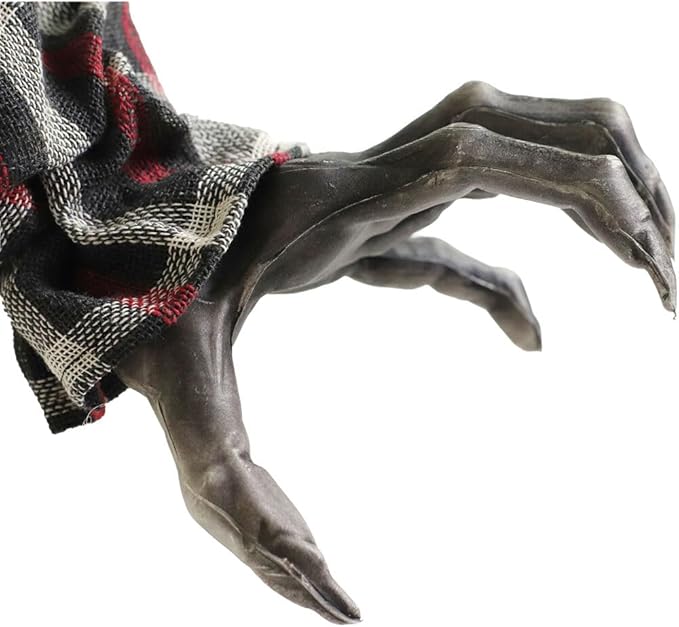 Haunted Hill Farm Squatting Werewolf Animatronic with Movement,Sounds,and Light-Up Eyes for Scary Halloween Decoration,24 x 18 x 30