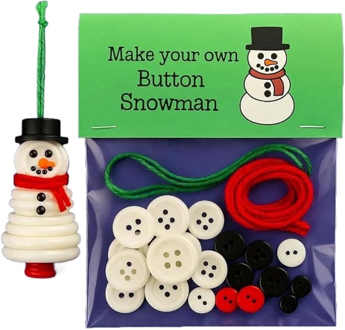 DIY Christmas Button Ornament Making Set - Snowman/Santa/Angel, Fun Holiday Craft Kit for All Ages, Ideal Xmas Tree Hanging Decor & Festive Gifts (6pcs-A)