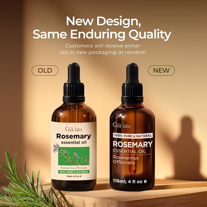 Gya Labs Rosemary Essential Oil for Hair - Huge 4 Fl Oz - 100% Pure Natural Rosemary Oil for Scalp, Diffuser, Skin, Aromatherapy & Candle Making Scent