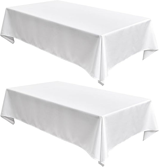 Fitable Faux Linen Tablecloths 2 Pack, Faux Burlap Fabric Table Clothes for Rectangle Tables, Rustic Table Covers for Kitchen Dining, Party, Farmhouse (White, 54 x 78 Inch)