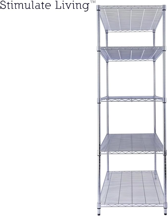 48"x24"x72" Prime Heavy Duty Chrome 5-Tier Steel Wire Shelving NSF 4000 LBS MAX Capacity Storage Rack for Commercial, School, Home, Garage, Warehouse, Industrial, and Hospital Uses (with Wheels)