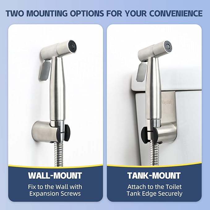 Handheld Bidet Sprayer for Toilet - Bidets for Existing Toilets Adjustable Water Pressure with Bidet Hose for Feminine Wash, Stainless Steel Muslim Shower Jet Spray for Toilet (Warm and Cold)